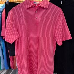 Peter Millar Pink and White Striped Polo Shirt
